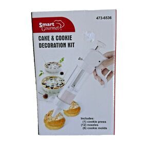 COOKIE DECORATION KIT SMART GOURMET CAKES & 6 COOKIE MOLDS PRESS 12 NOZZLES NEW